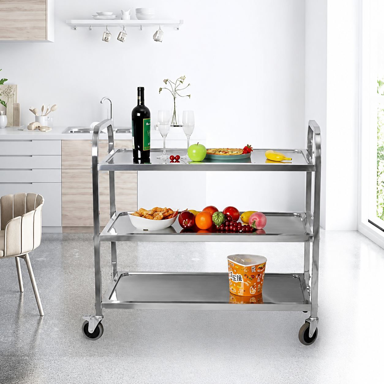 3-Tier Stainless Steel Catering Trolley