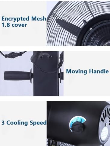 SUNRISE 26" Industrial Misting Fan, Stand Atomizing Fan, Heavy Duty Water Mist Fan,3 Cooling Speeds,41L Tank,Water Spray, Cooler Fan for Outdoor, Indoor, Garden, Warehouse Factory (26 Inch)