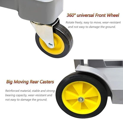 Utility Carts Commercial Housekeeping Cart with Lid, Plastics 3-Shelf Janitorial Cleaning Trolley for Hospitality, Hotel & Restaurant, BlueGrey (Color Style-1)