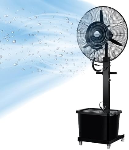 SUNRISE 26" Industrial Misting Fan, Stand Atomizing Fan, Heavy Duty Water Mist Fan,3 Cooling Speeds,41L Tank,Water Spray, Cooler Fan for Outdoor, Indoor, Garden, Warehouse Factory (26 Inch)