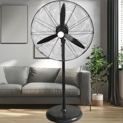 Pedestal Fan 26 Inch, Industrial Fan, Stand Fan, High Velocity Metal Stand Fan, Heavy duty Industrial Use 3 Speed with Aluminum High Speed Blades, for Warehouse, Restaurant & Factory (26 Inch)