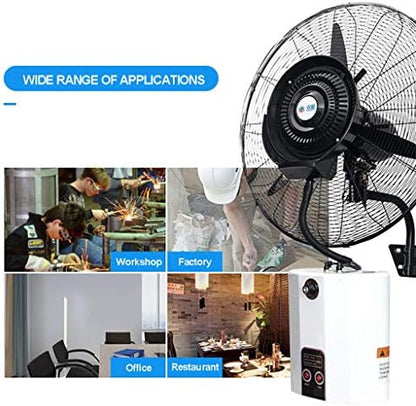 26 Inch Wall Mounted Misting Fan - Commercial Oscillating Spray Cooling System, 3-Speed Heavy Duty Industrial Electric Ventilator for Outdoor, Greenhouse, Commercial, and Residential Use