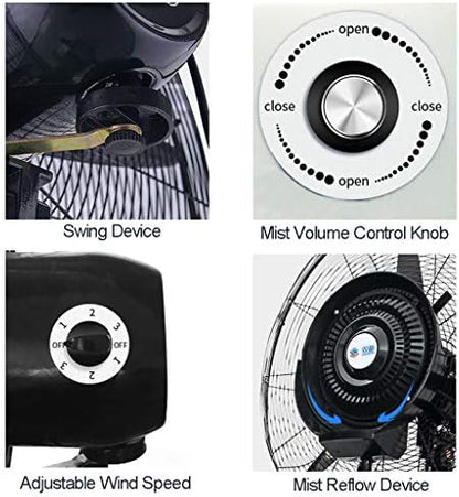 26 Inch Wall Mounted Misting Fan - Commercial Oscillating Spray Cooling System, 3-Speed Heavy Duty Industrial Electric Ventilator for Outdoor, Greenhouse, Commercial, and Residential Use