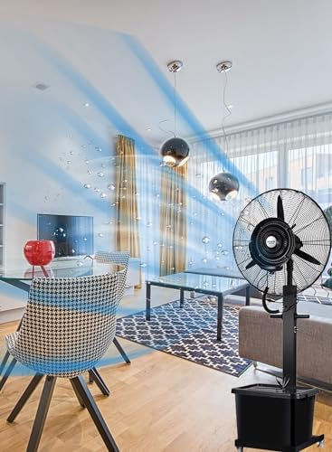 SUNRISE 26" Industrial Misting Fan, Stand Atomizing Fan, Heavy Duty Water Mist Fan,3 Cooling Speeds,41L Tank,Water Spray, Cooler Fan for Outdoor, Indoor, Garden, Warehouse Factory (26 Inch)