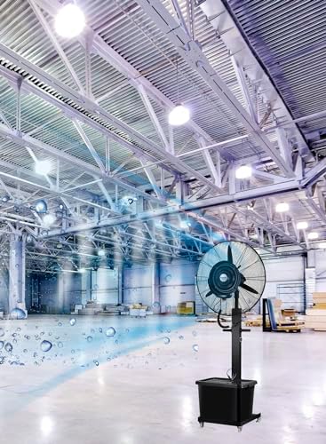 SUNRISE 26" Industrial Misting Fan, Stand Atomizing Fan, Heavy Duty Water Mist Fan,3 Cooling Speeds,41L Tank,Water Spray, Cooler Fan for Outdoor, Indoor, Garden, Warehouse Factory (26 Inch)